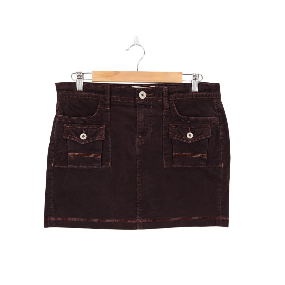 Old Navy Vintage 90s Y2K Ultra Low Rise Brown Corduroy Mini Skirt Size 8
